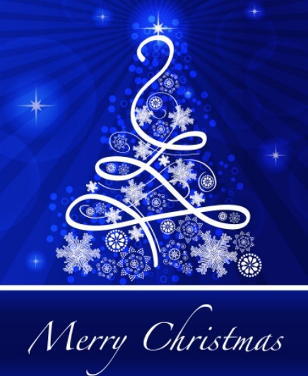 Blue Christmas Illustration For Merry Christmas Card Vector 02