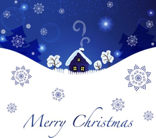 Blue Christmas Illustration For Merry Christmas Card Vector 04