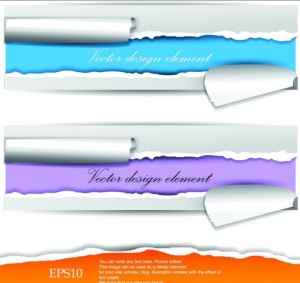 Set Of Creative Paper Torn Banners Vector 01