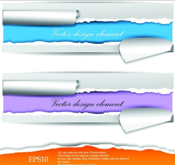 Set Of Creative Paper Torn Banners Vector 01