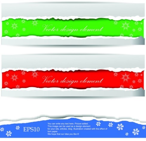 Set Of Creative Paper Torn Banners Vector 02