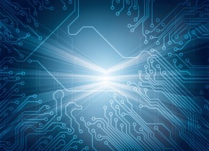 Bright Blue Circuit Board Background Vector