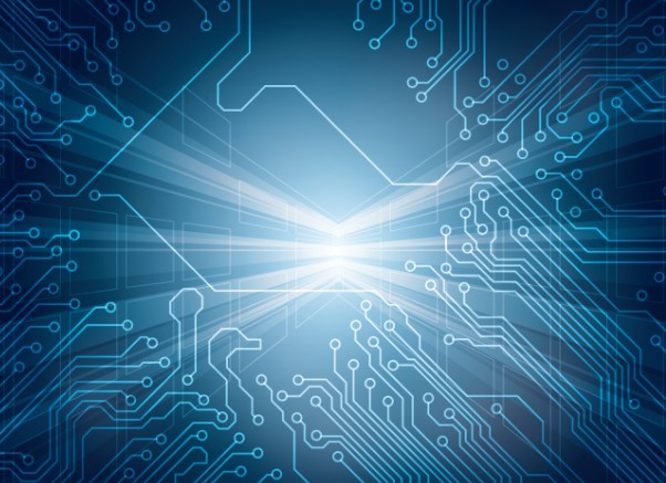 Bright Blue Circuit Board Background Vector