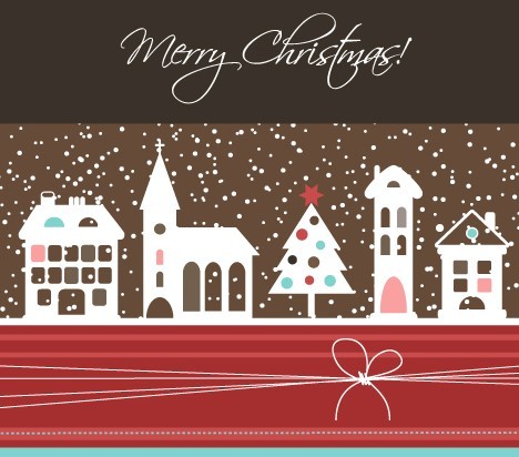 Cartoon Snowy Christmas Night Vector Illustration 05