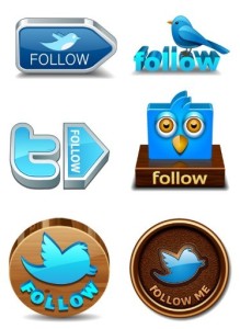 Clean 3D Twitter Follow Buttons Vector 01