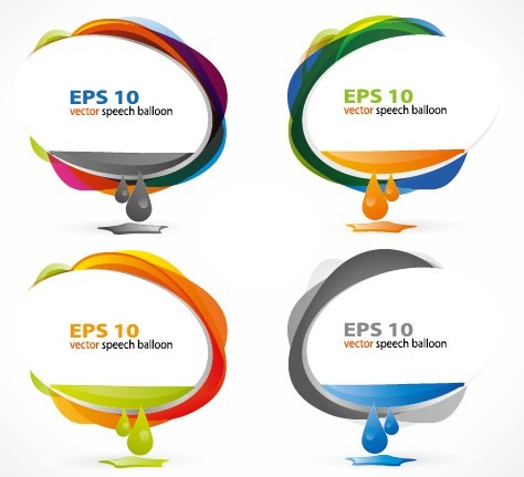Colored Abstract Speech Bubble Set Vector