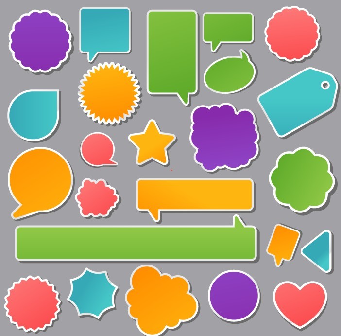 Set Of Cartoon Blank Speech Bubbles and Stickers