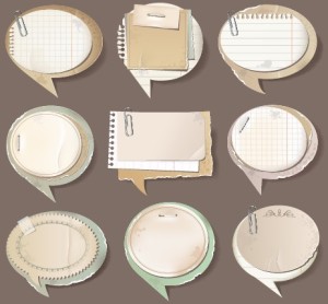Set Of Retro Paper Speech Bubbles with Clips Vector