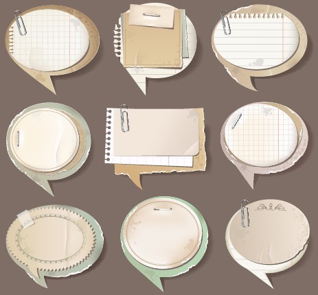 Set Of Retro Paper Speech Bubbles with Clips Vector