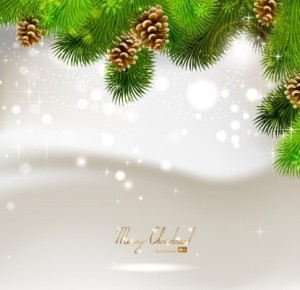 Vector Bright Background with Christmas Ball and Tree Ornaments 02