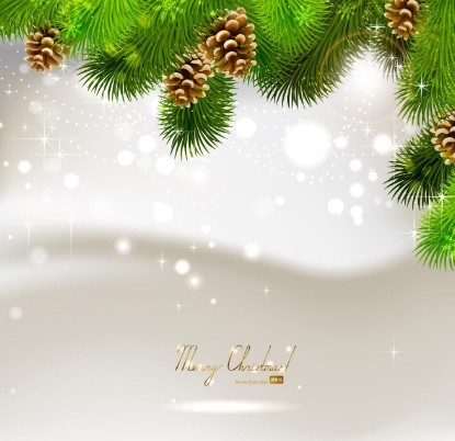 Vector Bright Background with Christmas Ball and Tree Ornaments 02