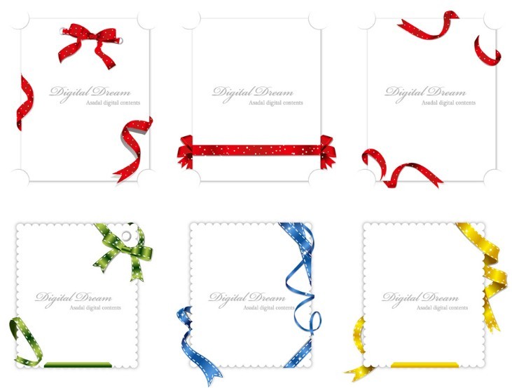 Clean & Stylish Festival Cards With Ribbons Vector