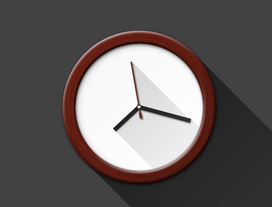 Flat Clock With Long Shadow PSD
