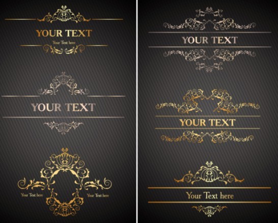 Golden Vintage Floral Pattern Ornaments Vector 01