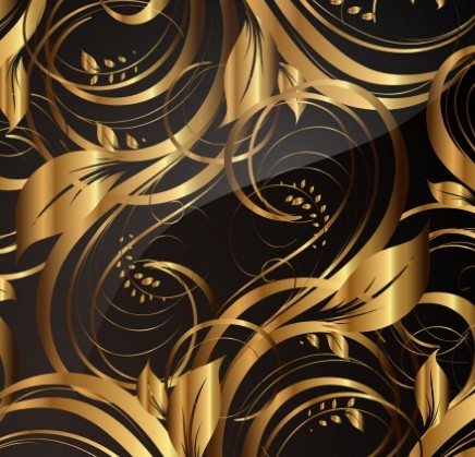 Gorgeous Golden Floral Pattern Vector 02
