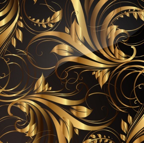 Gorgeous Golden Floral Pattern Vector 03