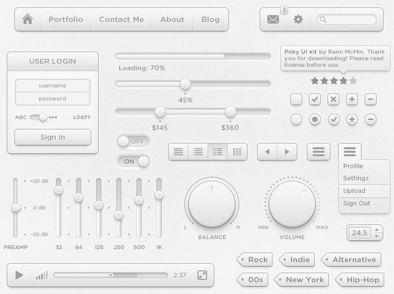 Poky - Gray Web UI Kit PSD