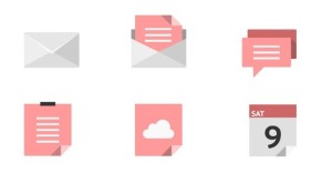 Red and Grey Flat Styled Icons Vector