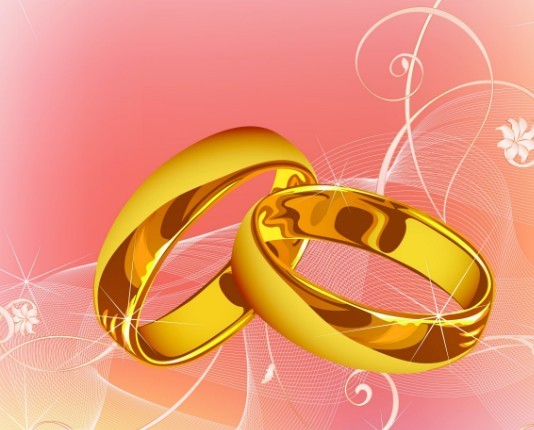 Vector Gold Rings and Floral Background 01