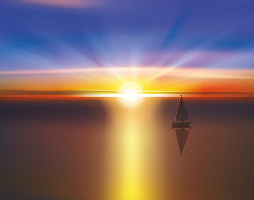 Vector Sunrise Landscape Illustration 04