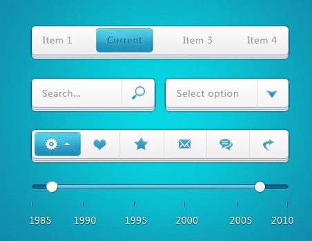 White And Blue Minimal Web UI Kit PSD
