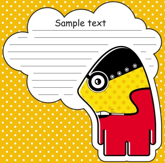 Cartoon Speech Bubble with Cute Monster Vector 01