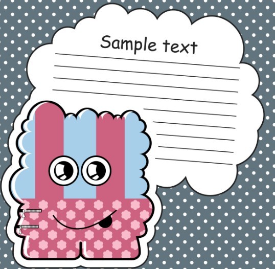 Cartoon Speech Bubble with Cute Monster Vector 02