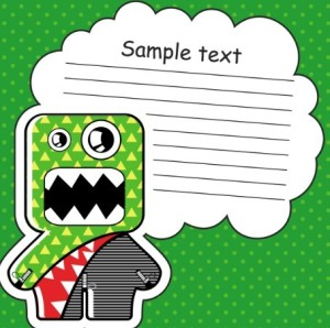 Cartoon Speech Bubble with Cute Monster Vector 04