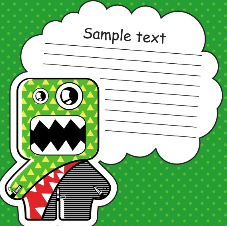 Cartoon Speech Bubble with Cute Monster Vector 04
