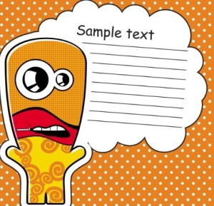 Cartoon Speech Bubble with Cute Monster Vector 05