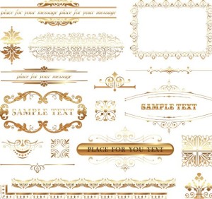 Golden Floral Ornaments For Borders and Frames Vector