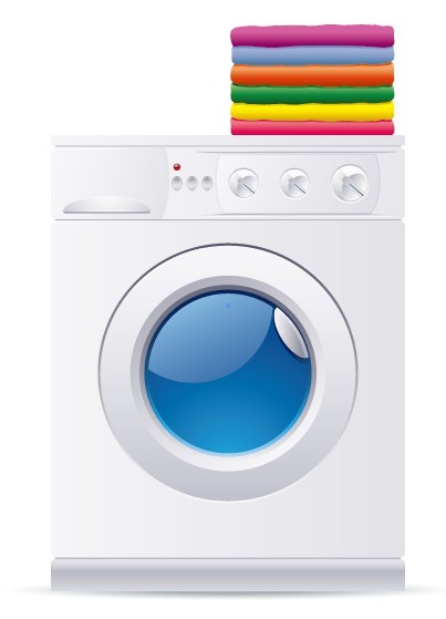 Washing Machine With Clothes Vector