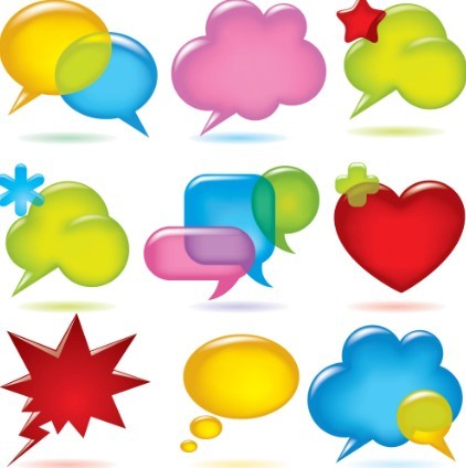 Set Of Sleek & Colored Chat Bubbles Vector