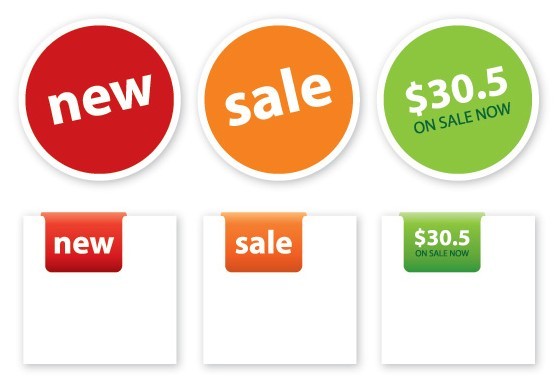 Simple Rounded and Corner Price Tags Vector