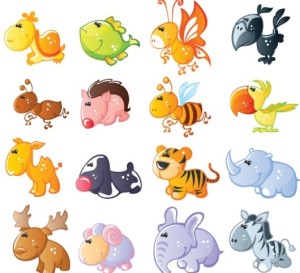 Set Of Cute Cartoon Animal Icons