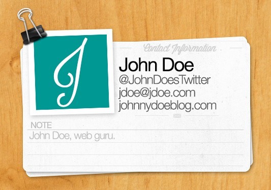 Web Contact Card Template PSD