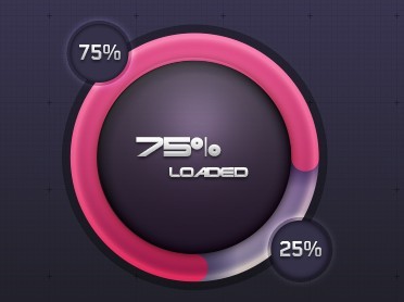 Circular Pink Loading Bar with Percentage PSD