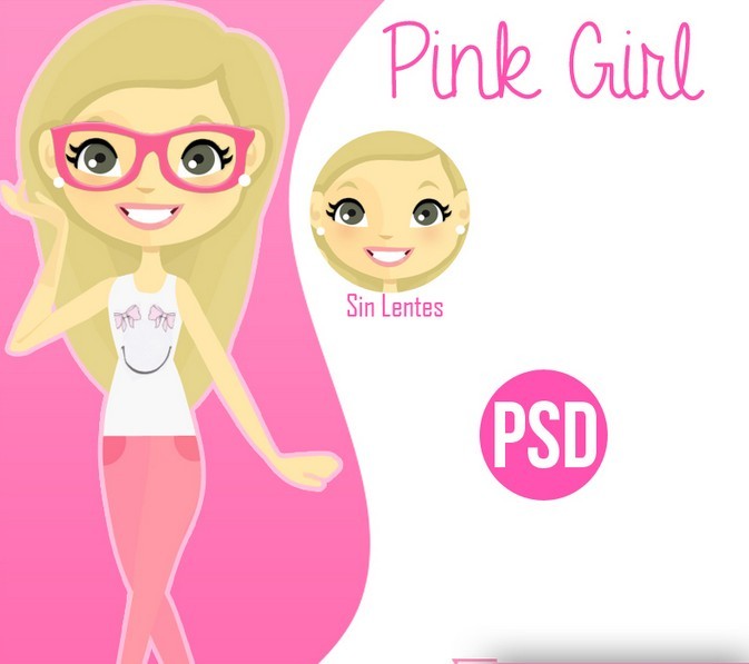 Cute Cartoon Girl PSD