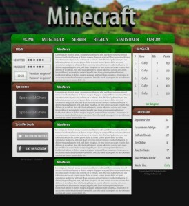 Minecraft Website PSD Template