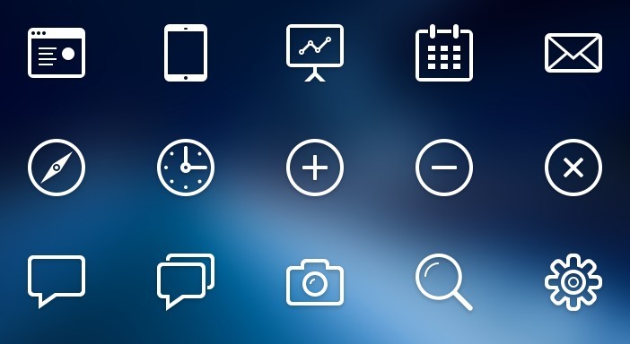 Stroke Line Web Icons Set PSD