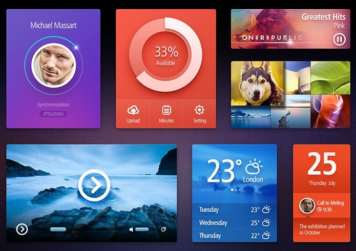 Stylish UI Design Components PSD