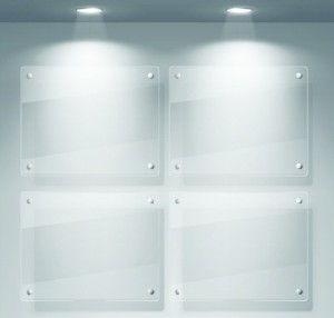 Acrylic Display Windows With Spotlights Vector 01