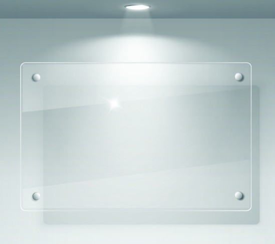 Acrylic Display Windows With Spotlights Vector 02