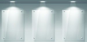 Acrylic Display Windows With Spotlights Vector 04