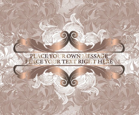 Brown Vintage Label with Floral Swirls Background Vector 02