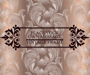 Brown Vintage Label with Floral Swirls Background Vector 03