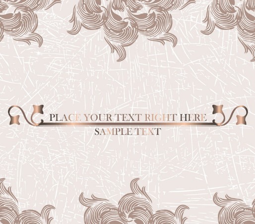 Brown Vintage Label with Floral Swirls Background Vector 04