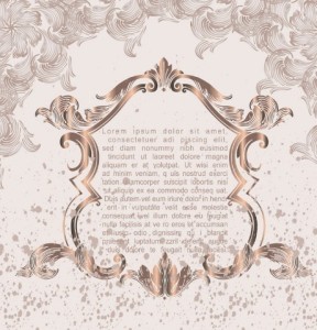 Brown Vintage Label with Floral Swirls Background Vector 05