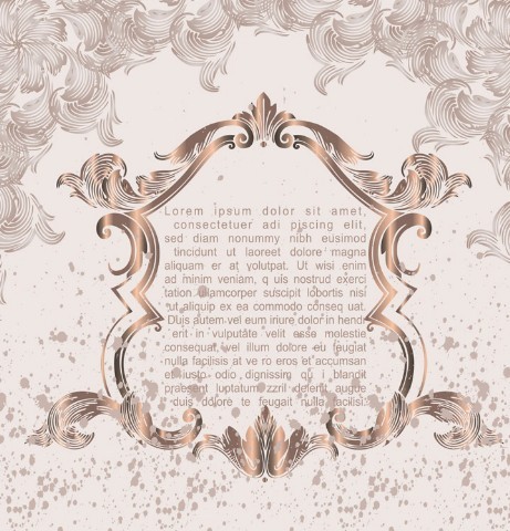 Brown Vintage Label with Floral Swirls Background Vector 05