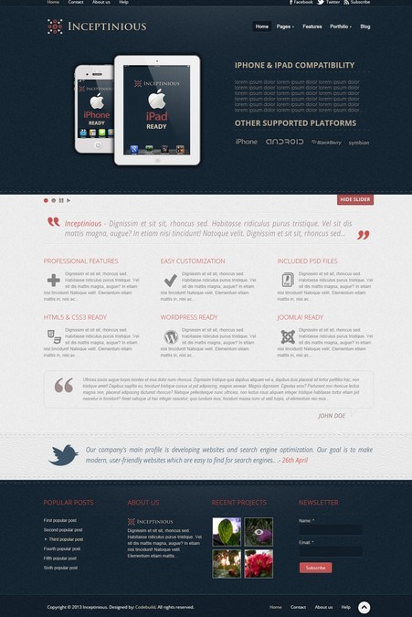 Fashion Dark and Grey Business Website Template PSD